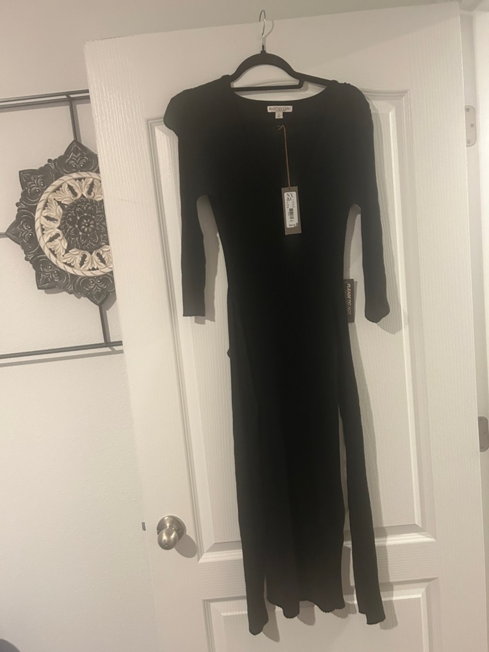 eva mendes for New York & Company Black Ribbed Maxi with Side Slits